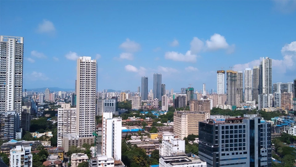 Panoramic view of Mumbai skyline from room